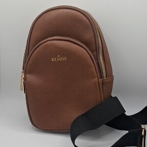Kedzie Brown Leatherette Crossbody Sling Bag